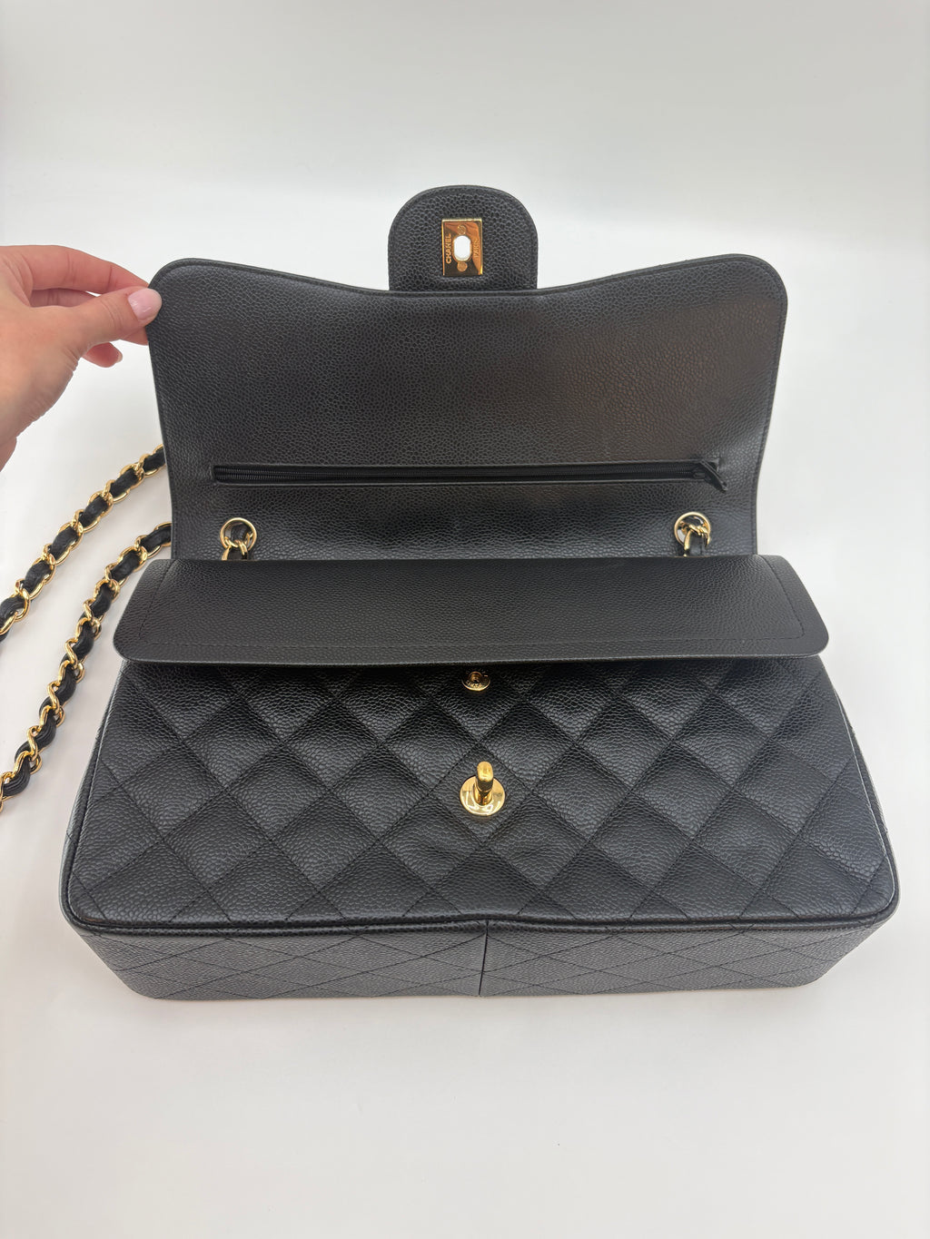 CHANEL TIMELESS 30 CAVIAR SKIN DOUBLE FLAP