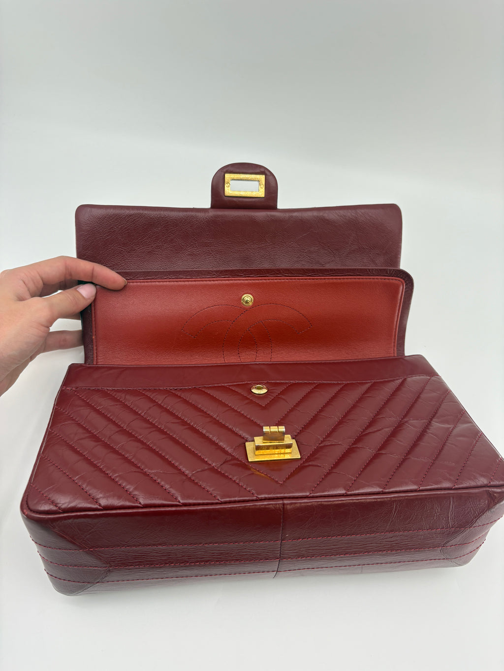 CHANEL 2.55 CHEVRON DOUBLE FLAP