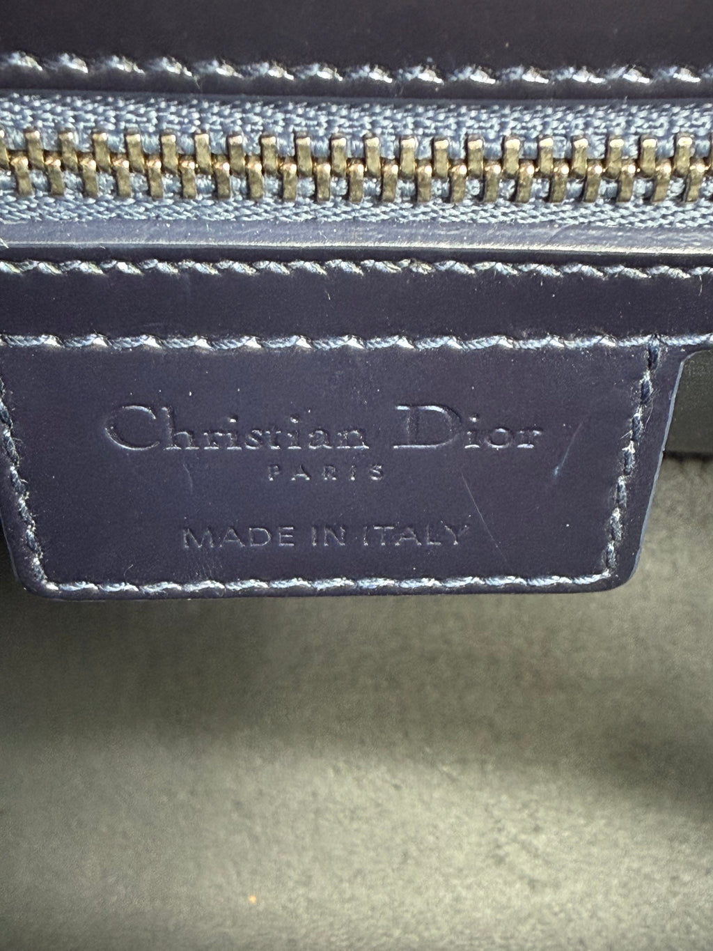 Sac a main Dior Lady M bleu en cuir