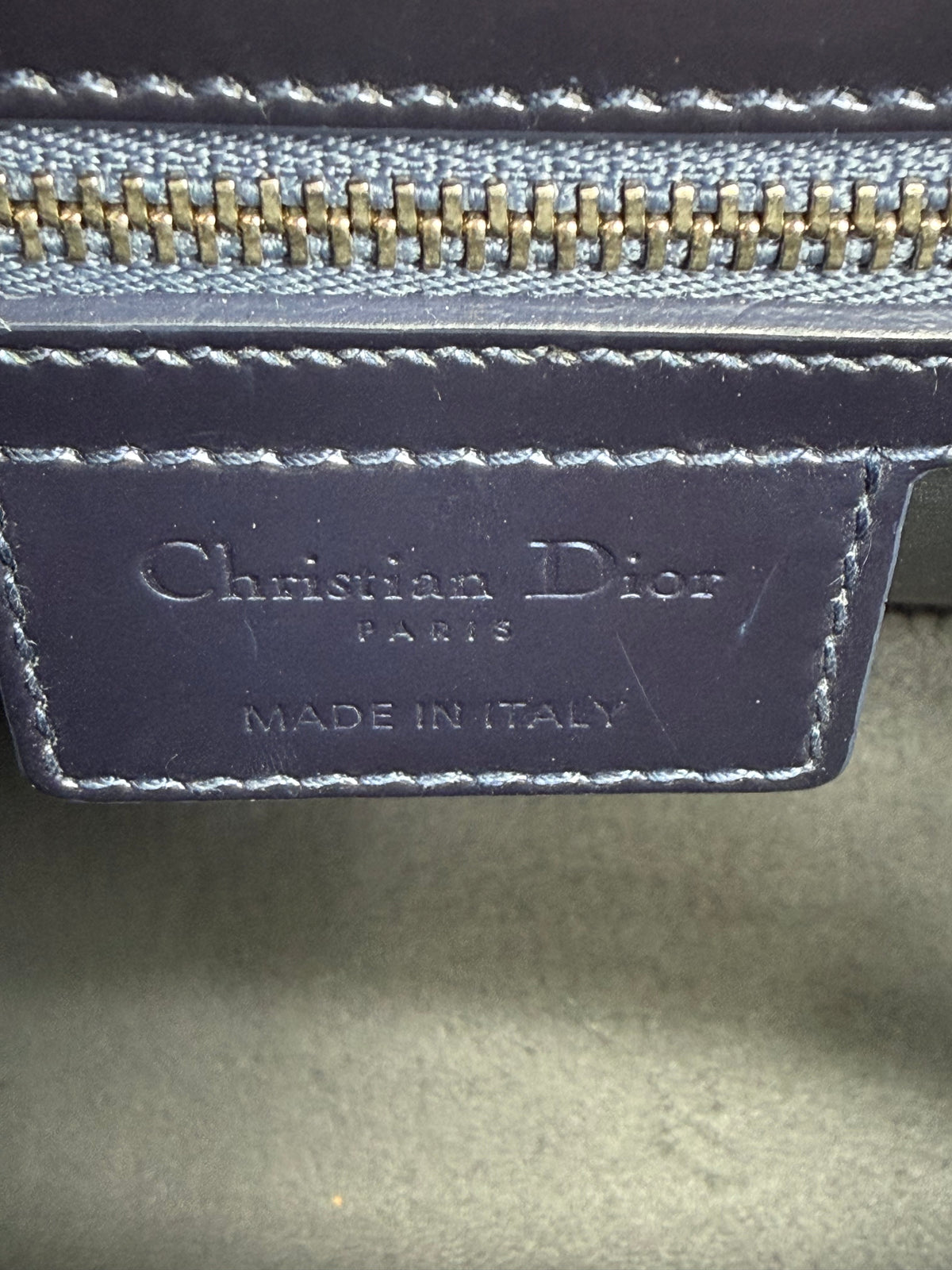 Sac a main Dior Lady M bleu en cuir