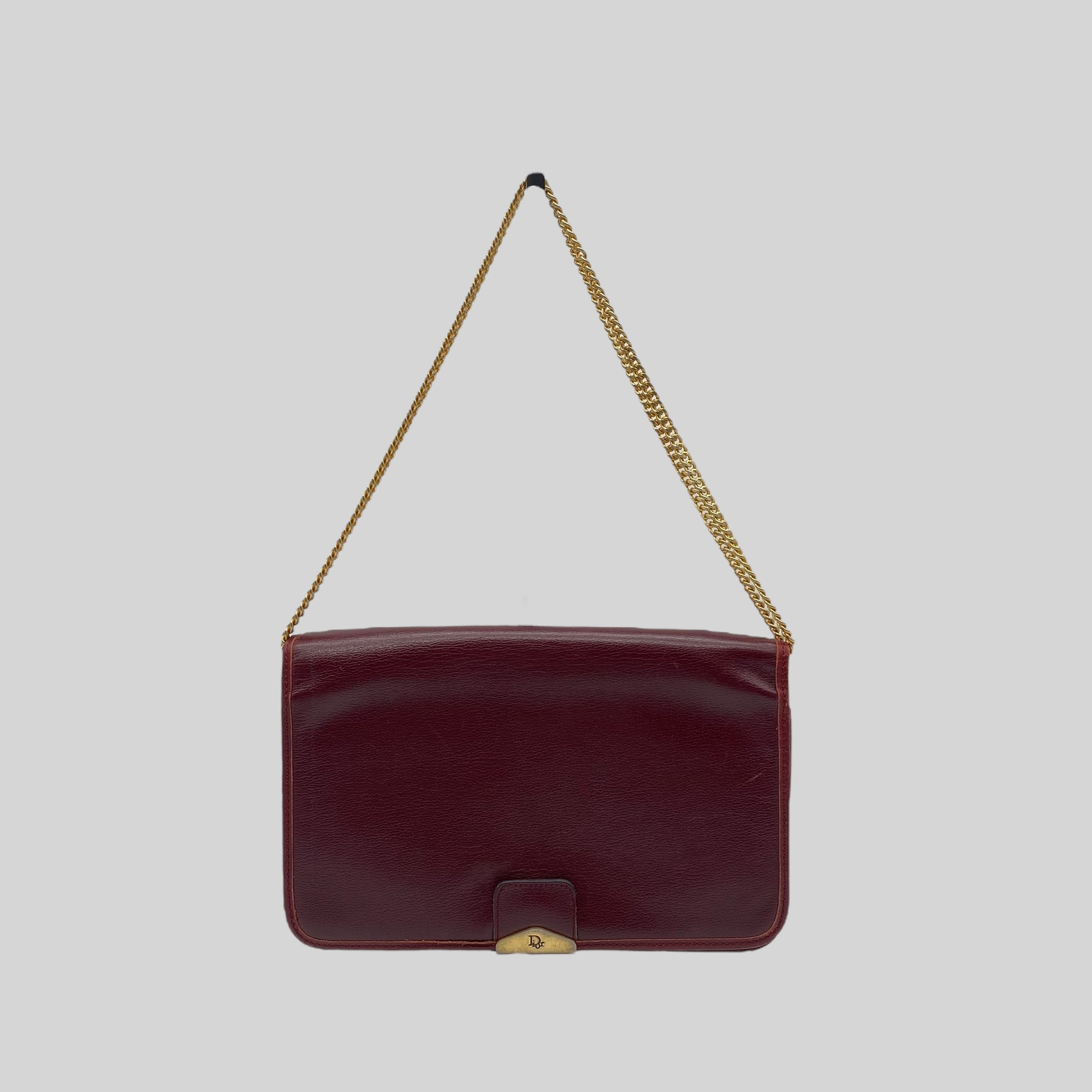 Sac d'épaule Christian Dior Vintage en cuir Bordeaux