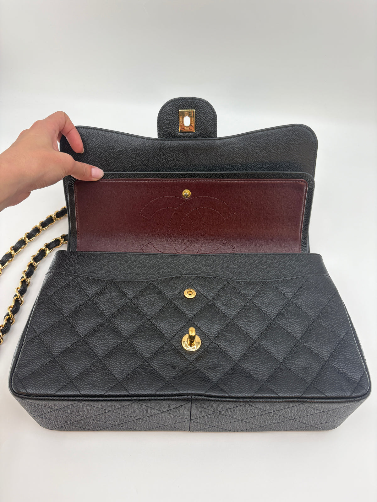 CHANEL TIMELESS 30 CAVIAR SKIN DOUBLE FLAP
