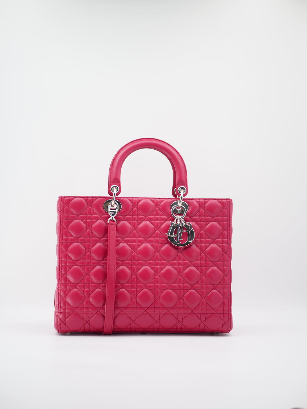 Sac a main Dior Lady L rose en cuir