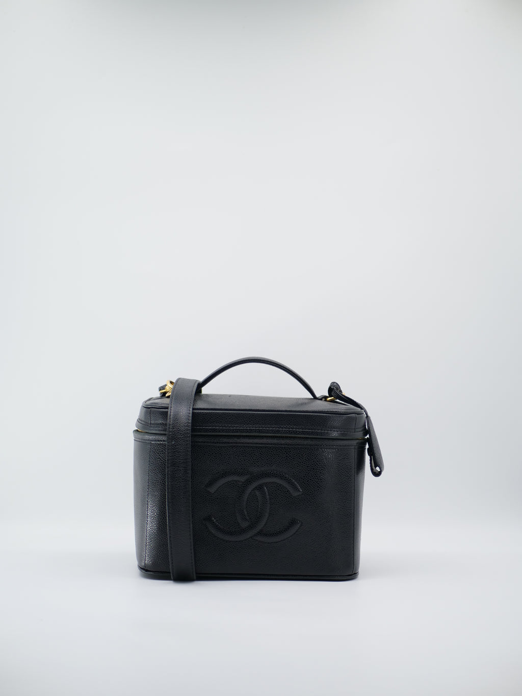 Sac a main Chanel Vanity 2Way noir en cuir caviar