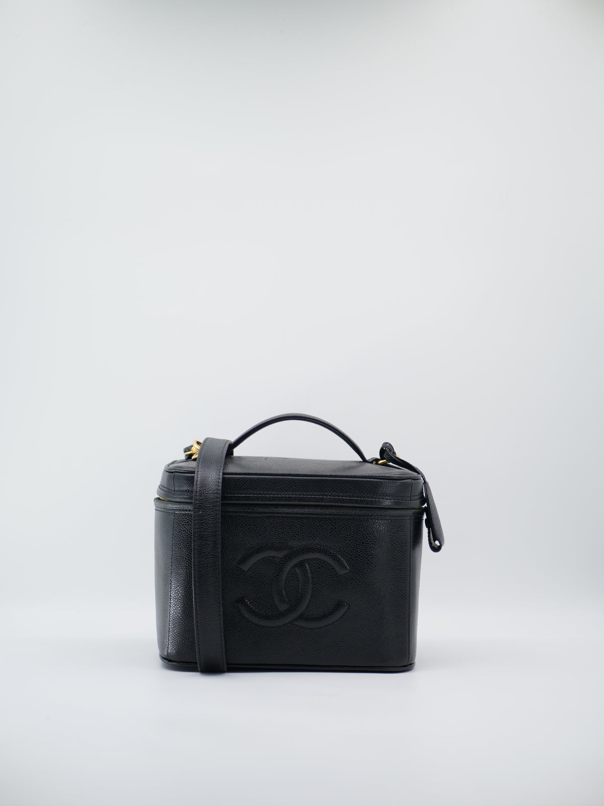 Sac a main Chanel Vanity 2Way noir en cuir caviar