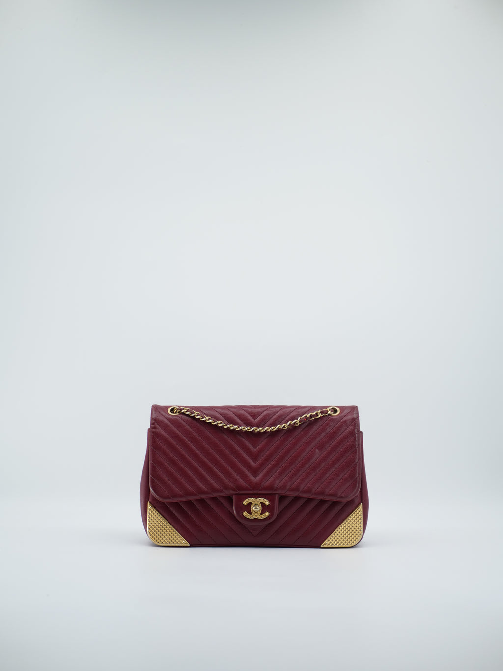 Sac a main Chanel Rock the Corner bordeaux en cuir d'agneau