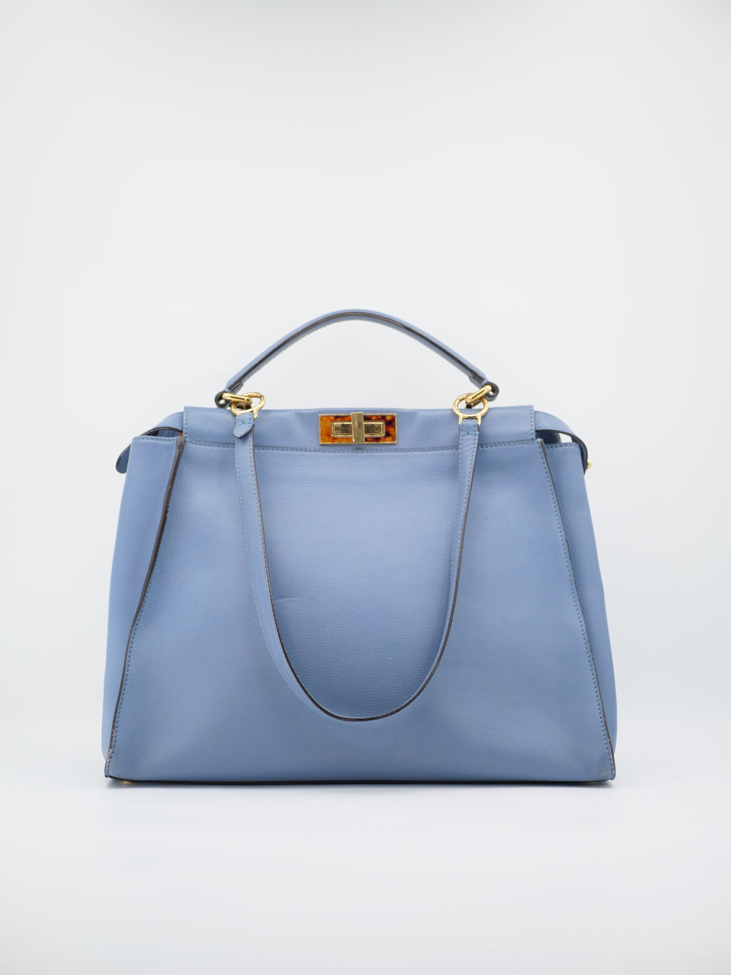 Sac a main Fendi Peekaboo bleu ecaille en cuir