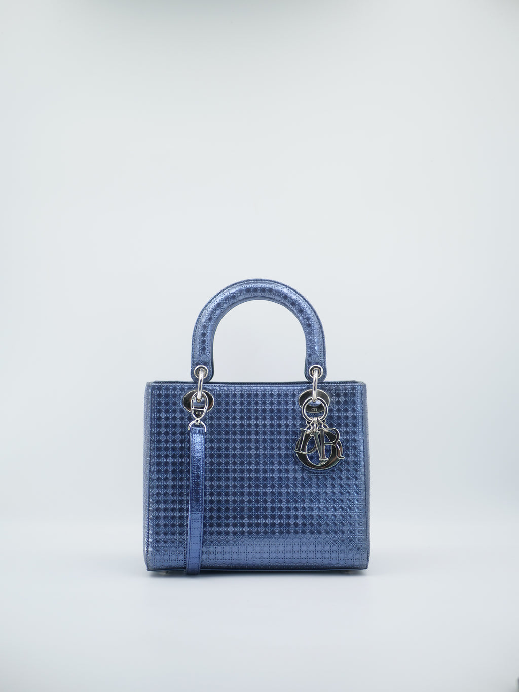 Sac a main Dior Lady M bleu en cuir