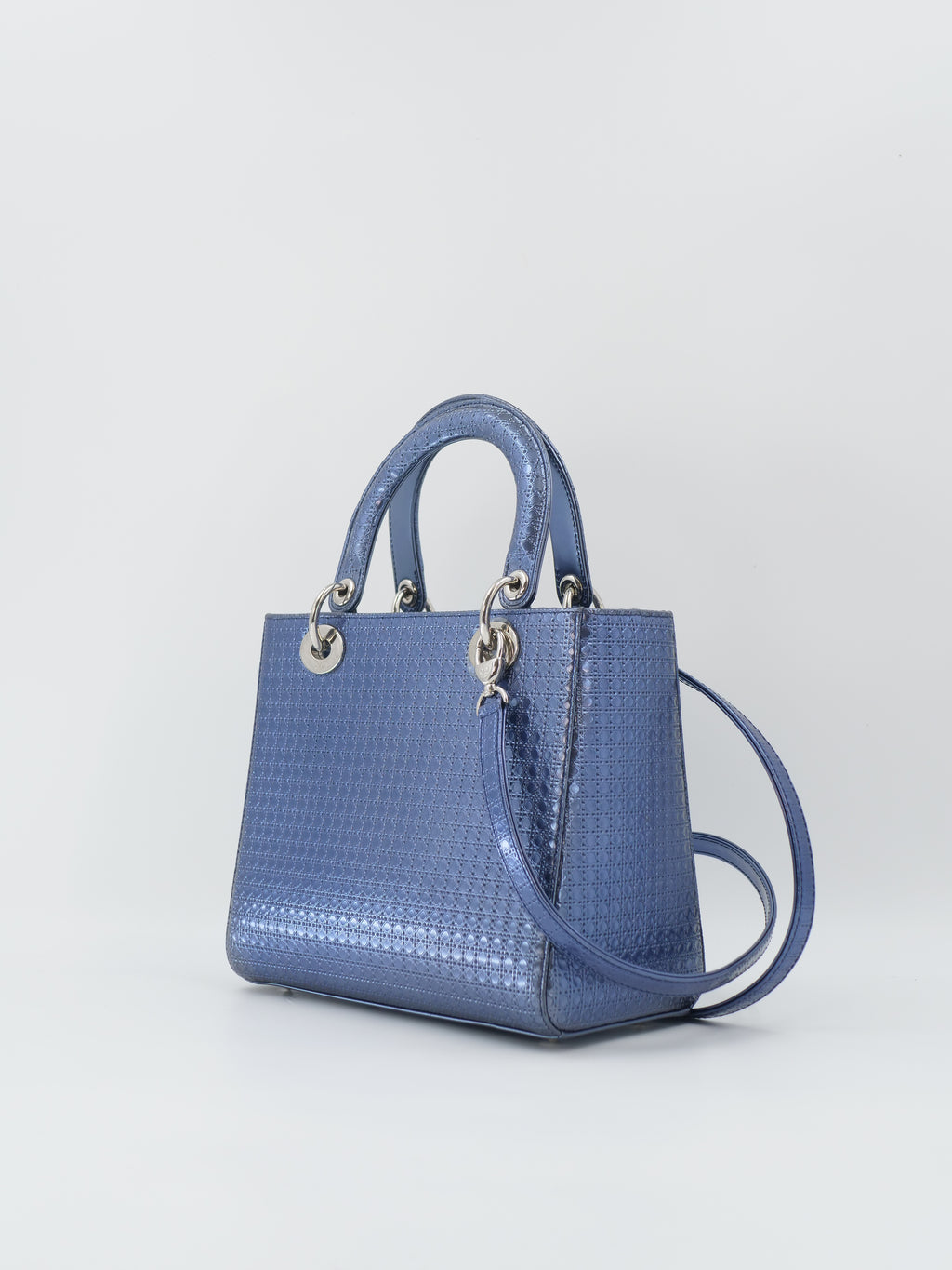 Sac a main Dior Lady M bleu en cuir