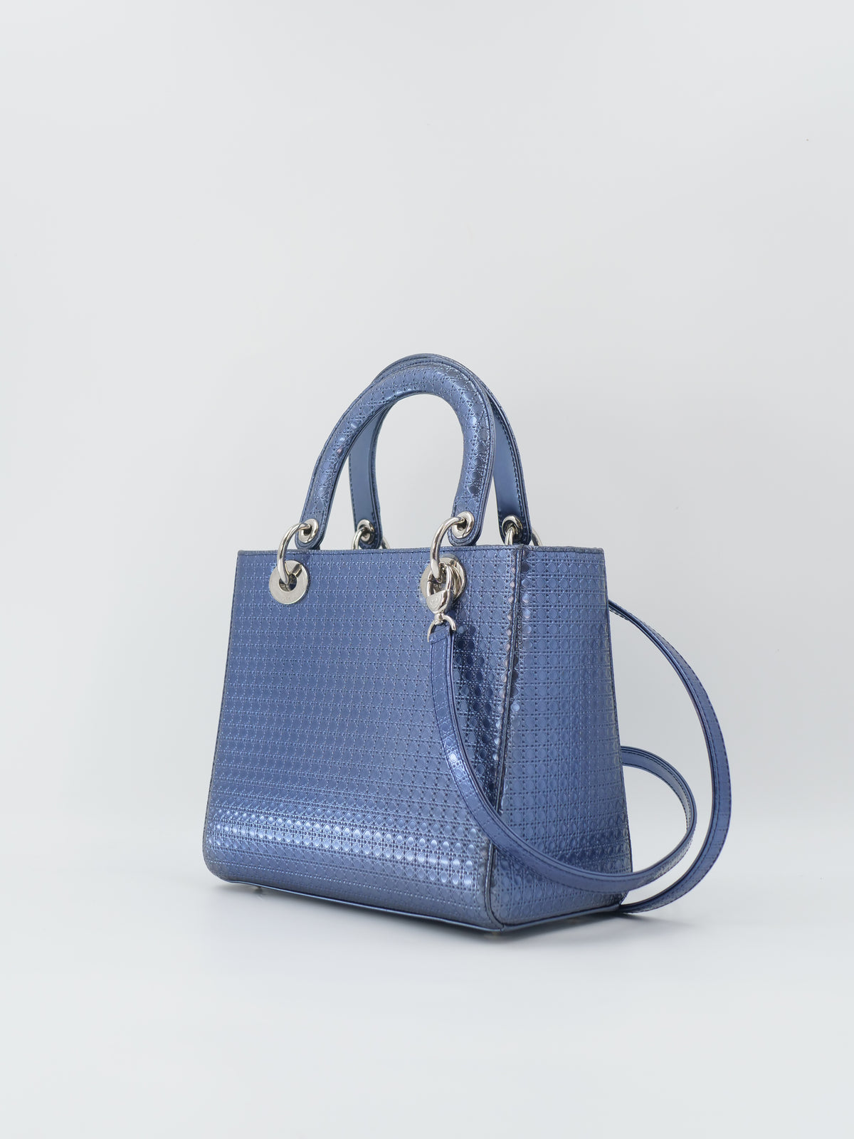 Sac a main Dior Lady M bleu en cuir