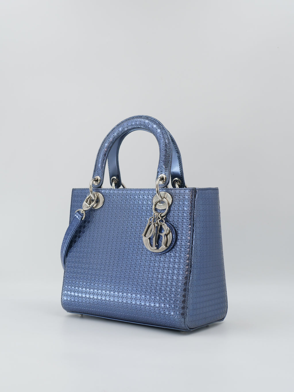 Sac a main Dior Lady M bleu en cuir