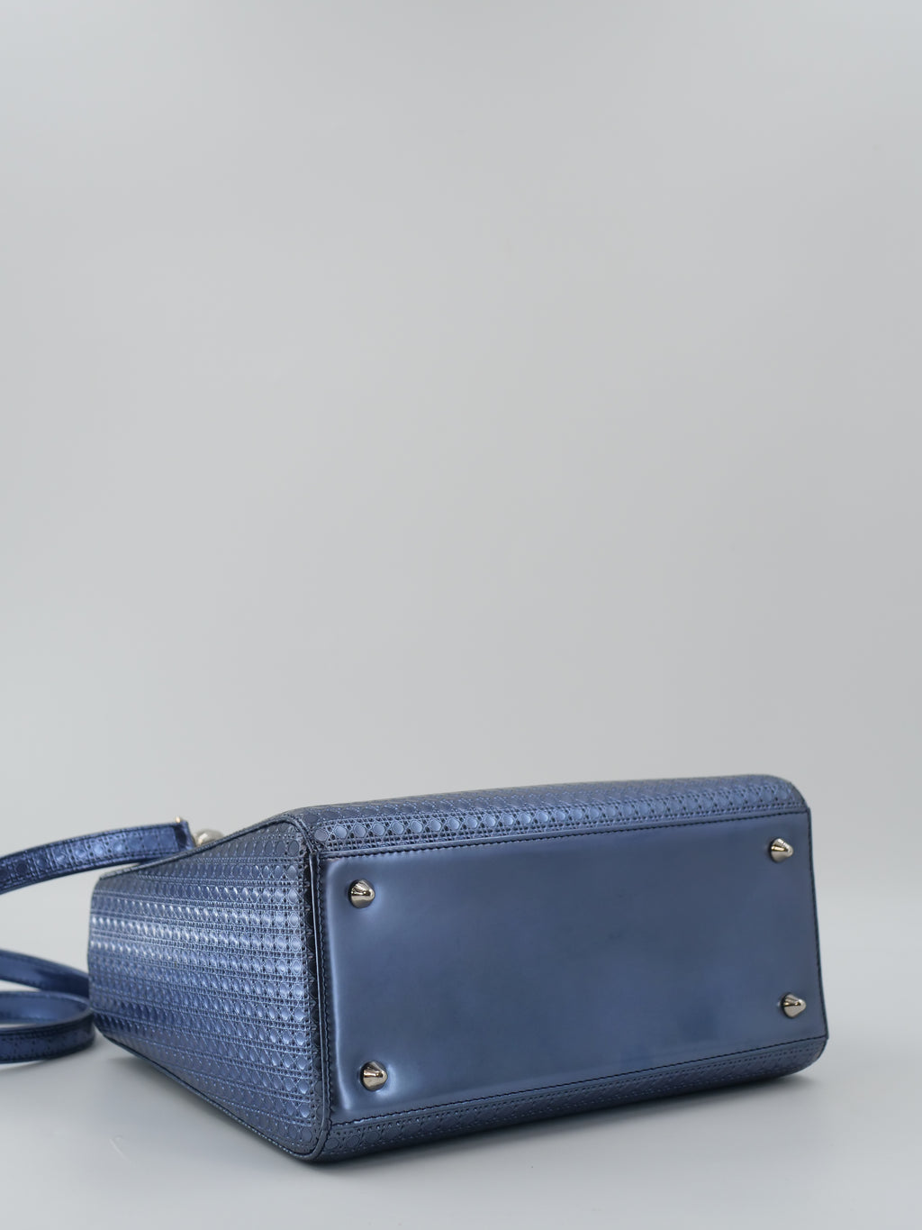 Sac a main Dior Lady M bleu en cuir