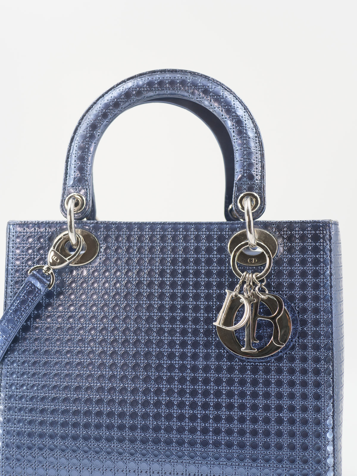 Sac a main Dior Lady M bleu en cuir