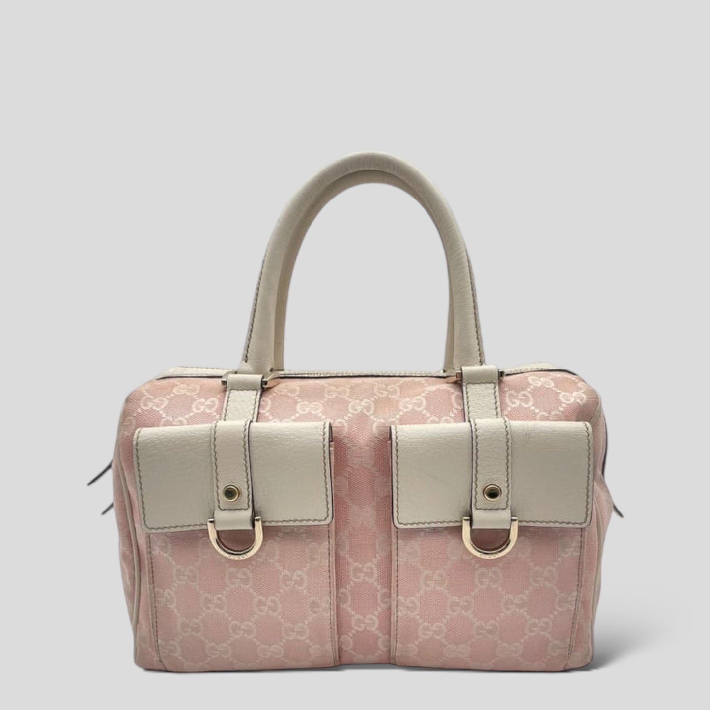 Gucci Canvas Boston GG Double Pocket Pink 